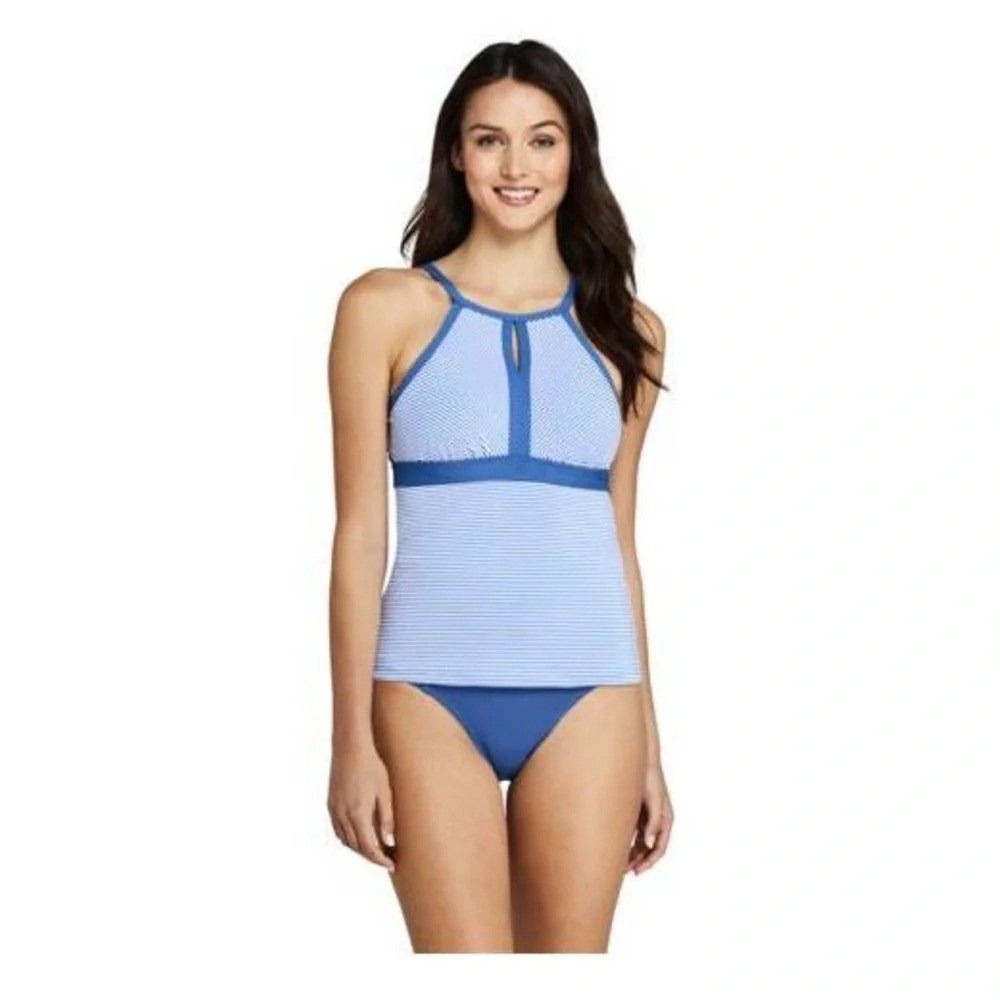 Lands end Keyhole high neck modest tankini top adjustable straps Sz 18 plus